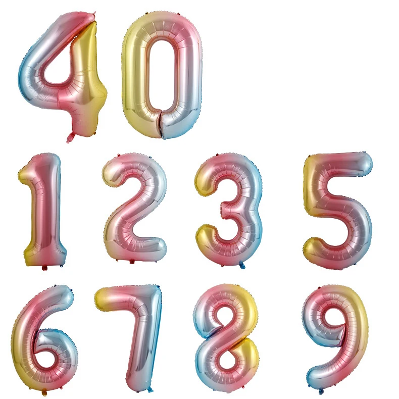 Gradient color 40 Inch Macaron Blue Pink Foil Number Balloons 0 1 2 3 4 5 6 7 8 9 Birthday Party Baby Shower Wedding Decoration Festival Ballon - Цвет: Gradient color