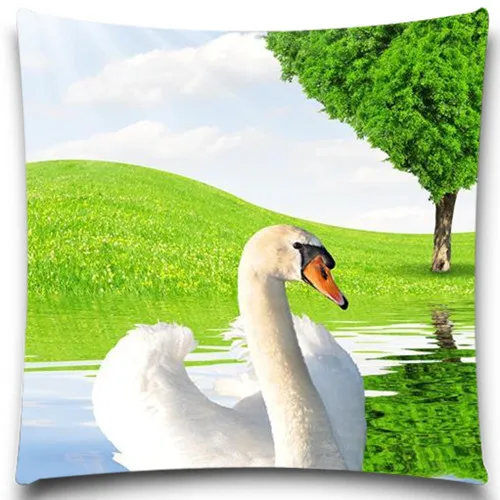 Чехол с изображением лебедя Квадратной Подушки из хлопка размер 5 9|cushion cover|polyester