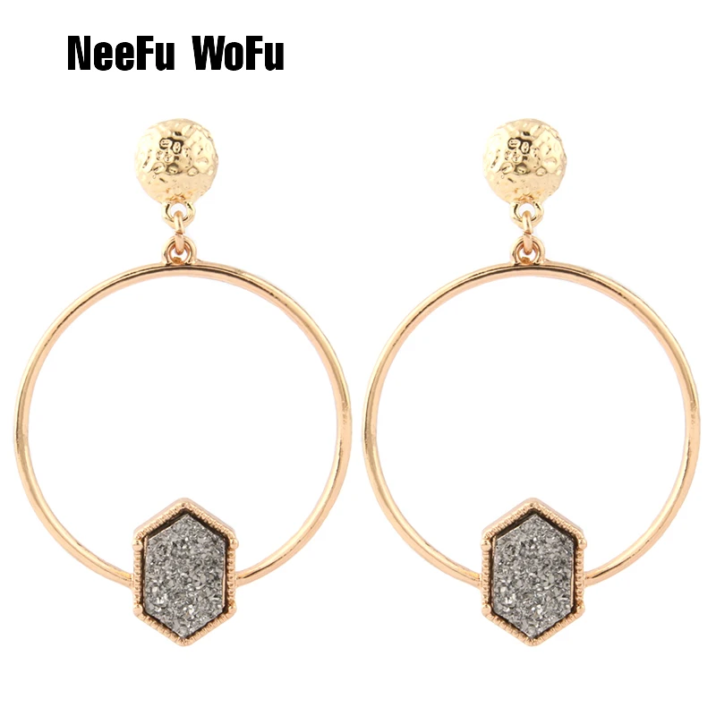 NeeFu WoFu серьги из натуральной кожи с кристаллами тигра большие круглые