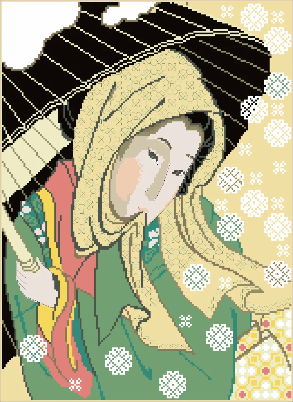 

Needlework 14CT Cross Stitch, DIY Count Cross Stitch, Embroidery Set, Woman in the snow