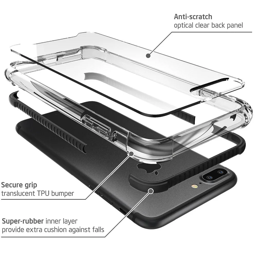 Ultra Slim Sleek ShockProof Scratch-Resistant Cover Phone Case for Iphone 7 8 / Plus Impact Clear Transparent Cases | Мобильные