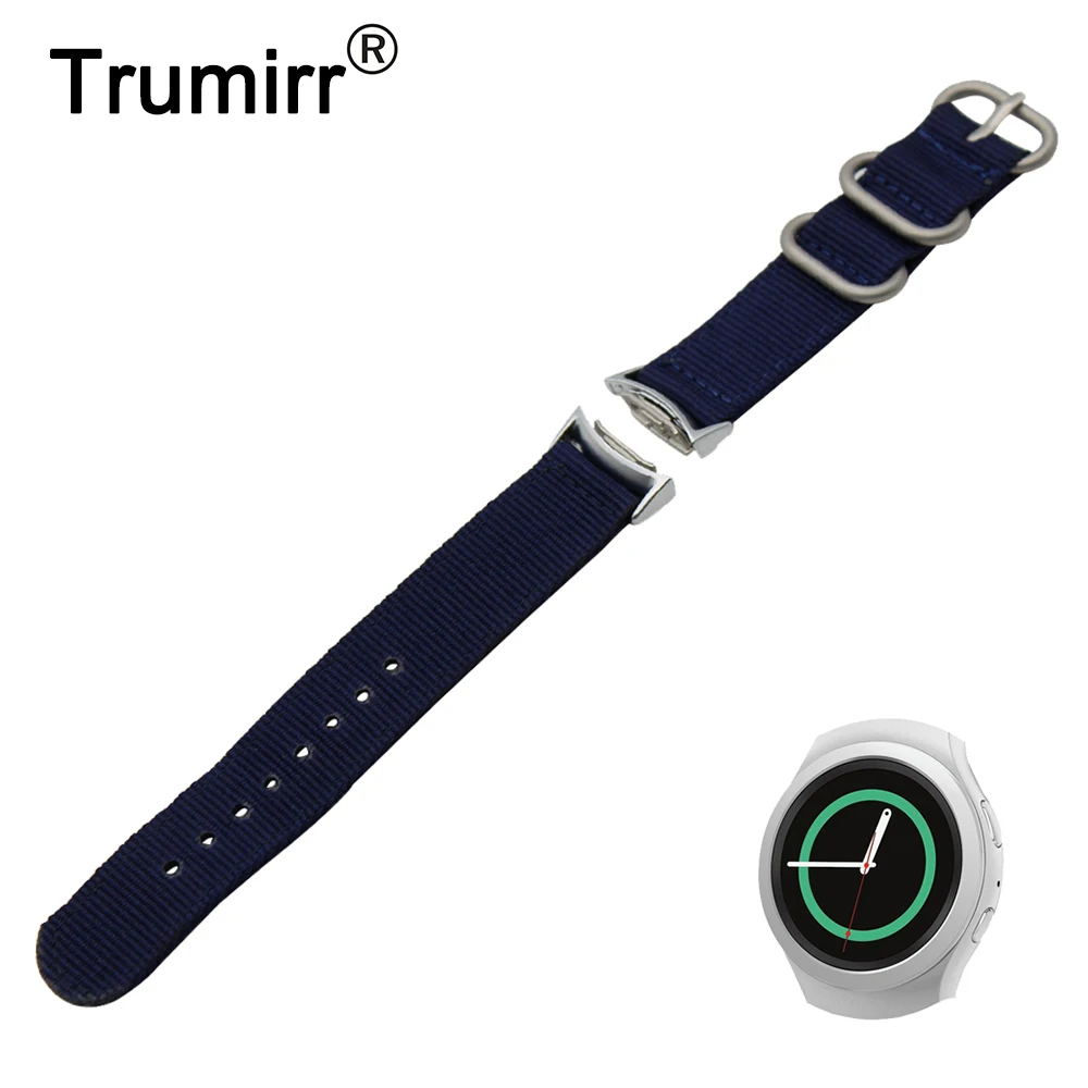 Нейлоновый ремешок для часов Samsung Gear S2 20 мм из ткани Zulu браслета SM R720/R730 черный