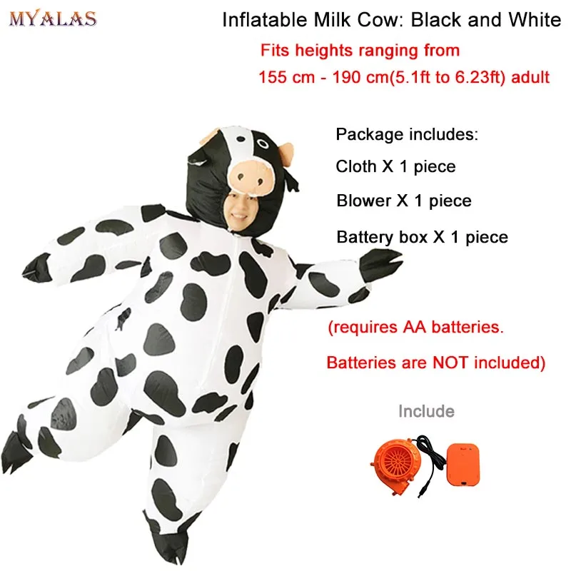 Adult Cow Black Spot Надувной костюм молочной коровы коричневого цвета для крупного рогатого скота на Хэллоуин ковбой бык веселое платье в виде животного Аниме Косплей Костюм для взрослых женщин и мужчин - Цвет: Adult Cow Black Spot