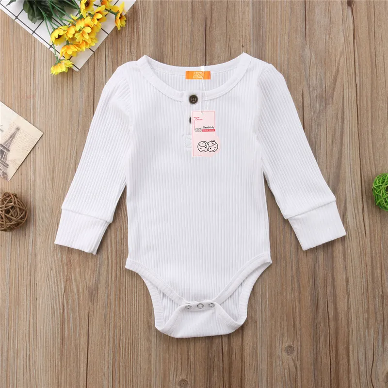 

4 Pure Color Plain Romper For Boys Girls Fall Winter Newborn Baby Boy Girl Long Sleeve Romper Infant Warm Jumpsuit Baby Clothes