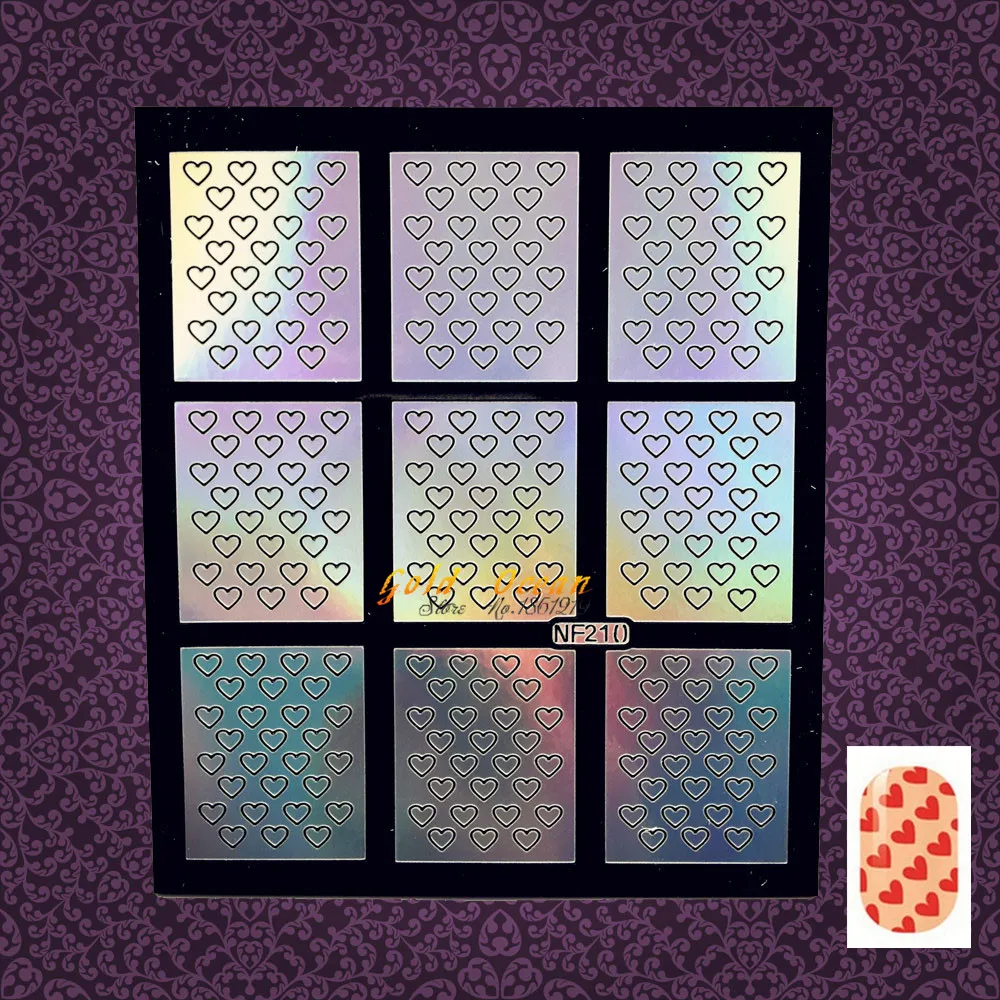 1 шт. для женщин здоровья милое сердце полый дизайн маникюра полный стикер ногтей