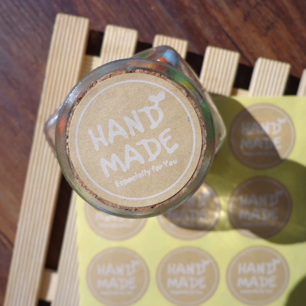1200 шт круглая ручная работа крафт печать наклейка для изделий ручной работы