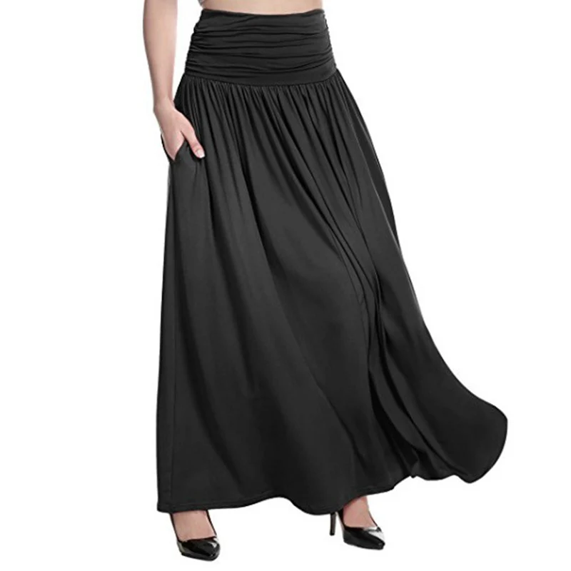 Женская летняя пляжная длинная юбка в стиле бохо плиссированная ретро с высокой