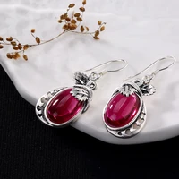 2018 real earings fashion jewelry leaf mosaic pomegranate corundum sandstone matte ms style restoring ancient ways of earring