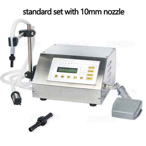 with 10mm nozzle ZONESUN GFK-160 5-3500 мл разливочная машина цифровой контроль насос напиток молоко вода масло духи бутылка разливочная машина - Цвет: with 10mm nozzle