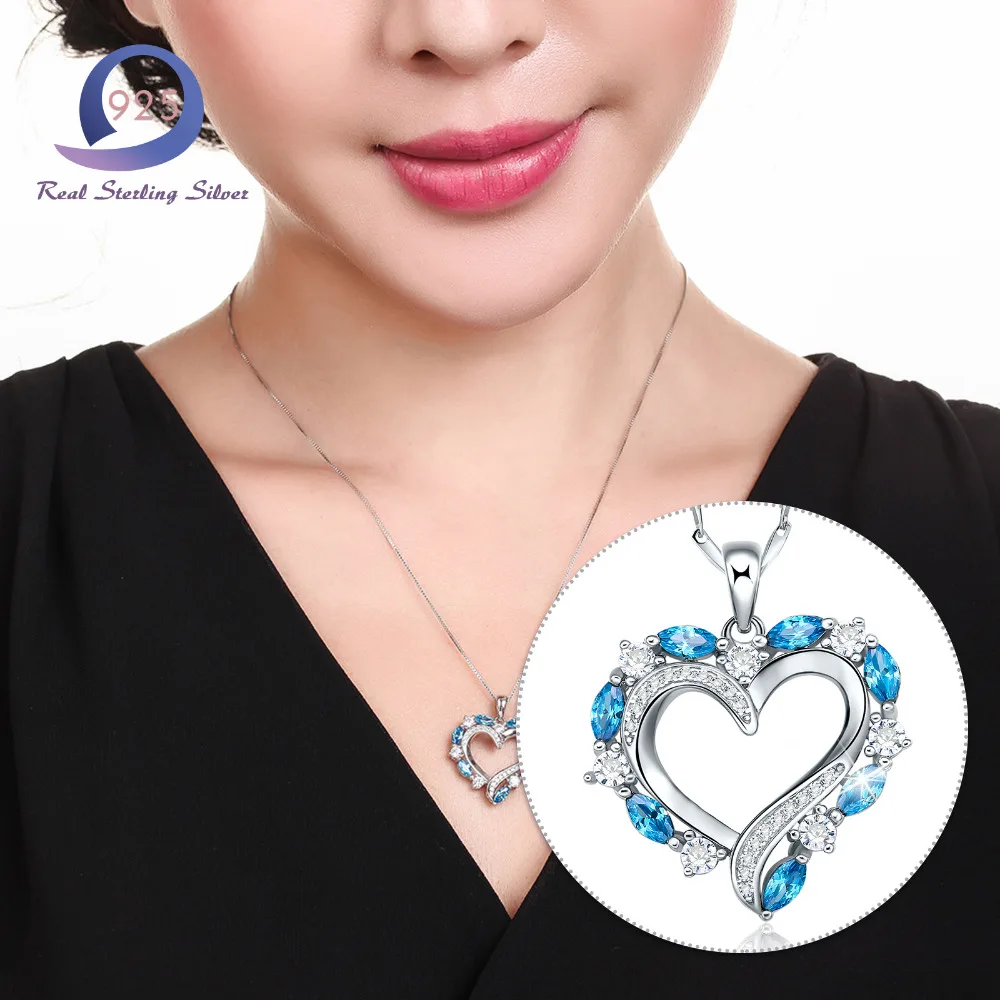 Merthus Стерлинговое Серебро 925 пробы Nacklace в форме сердца 1.49CT модная женская
