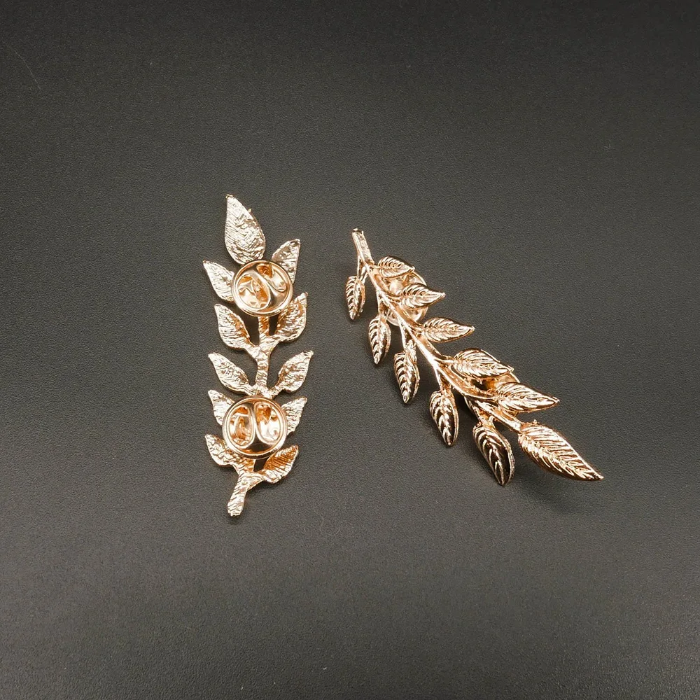 Золотая серебряная брошь в форме листа 2 шт/пара модная булавка для воротника