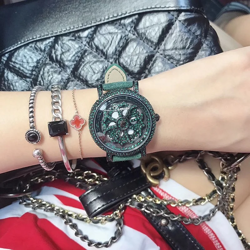 Дропшиппинг Tide Брендовые женские часы с вращающимся циферблатом со стразами и