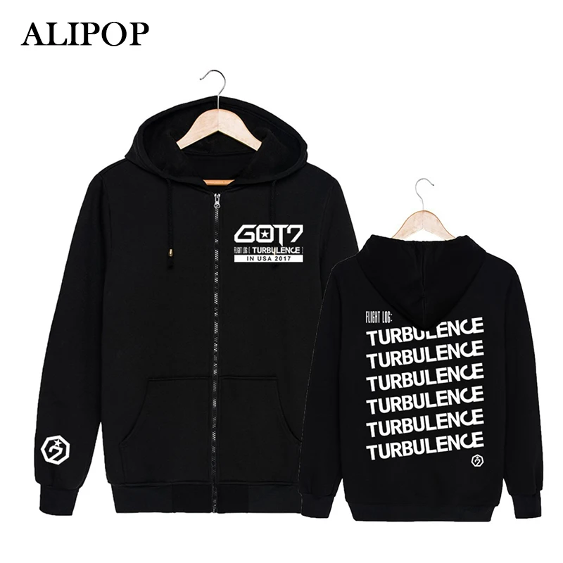 Kpop Корейская мода GOT7 2017 США альбом концертный турбу Ленс Хлопок молния толстовки