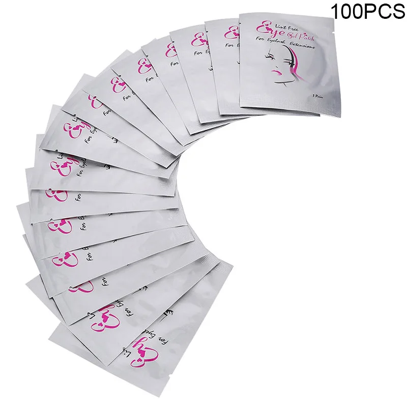 100 pcs 50/100/200 пар для ухода за областью вокруг глаз в колодки без ворса ресницы гелевая маска для глаз маска для наращивания ресниц Стикеры гидрогель маска для глаз Стикеры@ ME - Цвет: 100 pcs