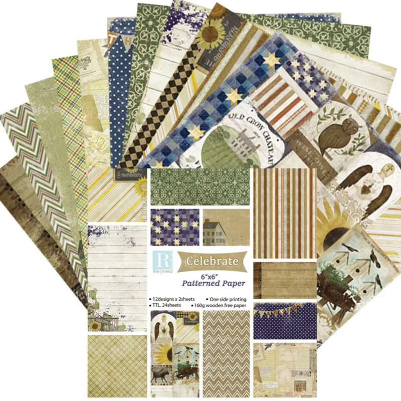 24 Праздничная декоративная бумага/односторонний Печатный смешанный узор