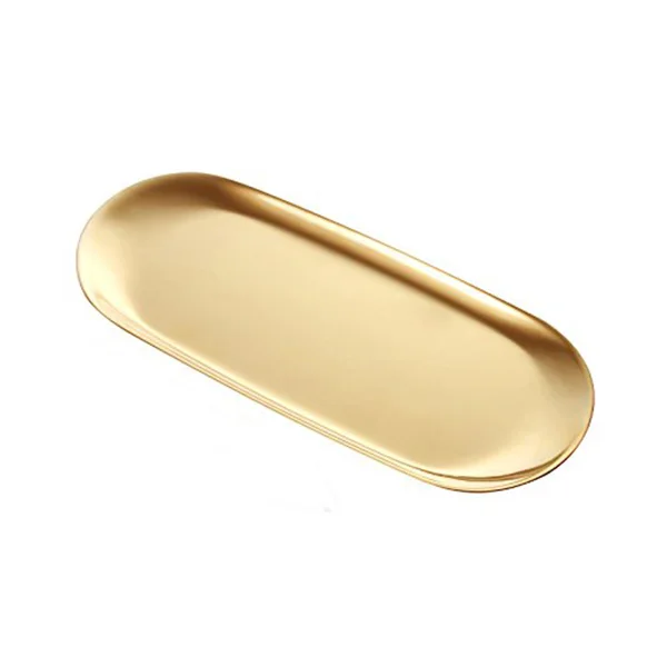 Gold Поддон для хранения полотенец из нержавеющей стали тарелка для чая лотки для фруктов Косметика Органайзер Ювелирных изделий, золотой, Овальный - Цвет: Gold