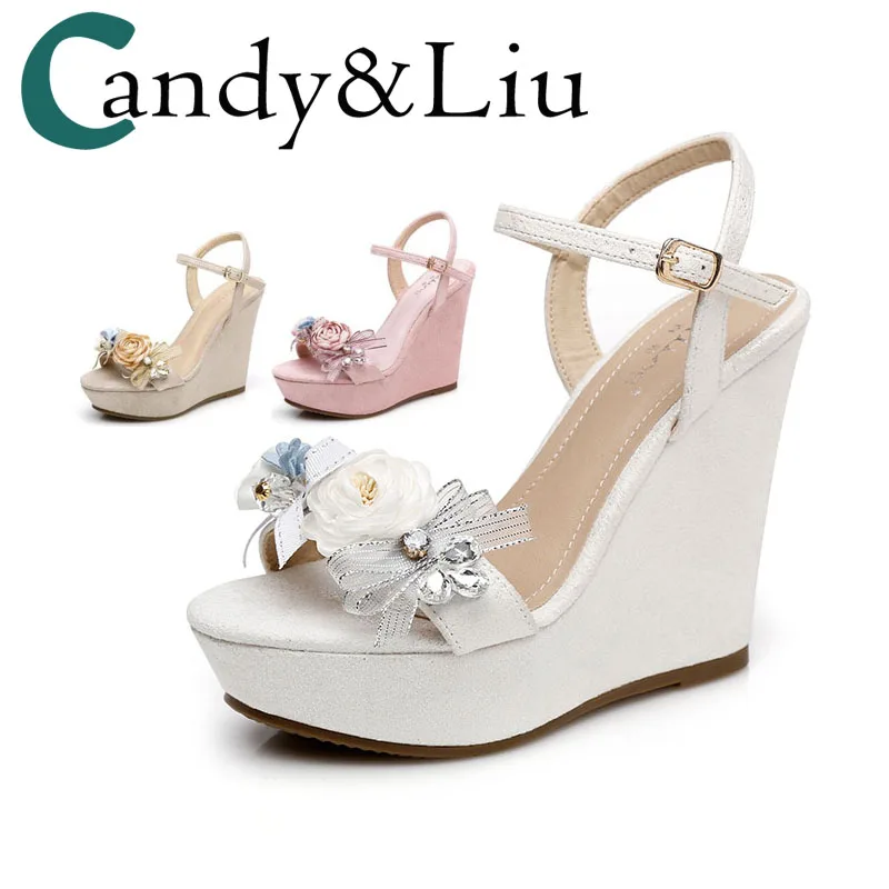 

Босоножки невесты, элегантные летние босоножки с цветами, белого, розового, телесного цветов, женские босоножки на высоком каблуке 9 см, 12 см