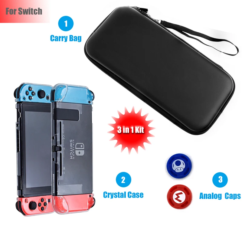 Чехол для консоли Nintendo Switch и NS 3 в 1 с 2 аналоговыми крышками | Электроника