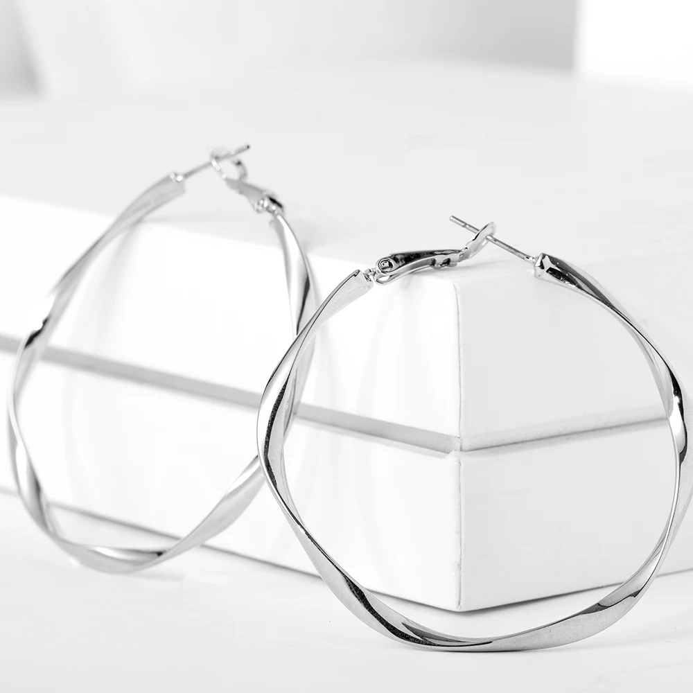 Винтаж Мода Большой Круглый Круг цинковый сплав золотистого и серебристого