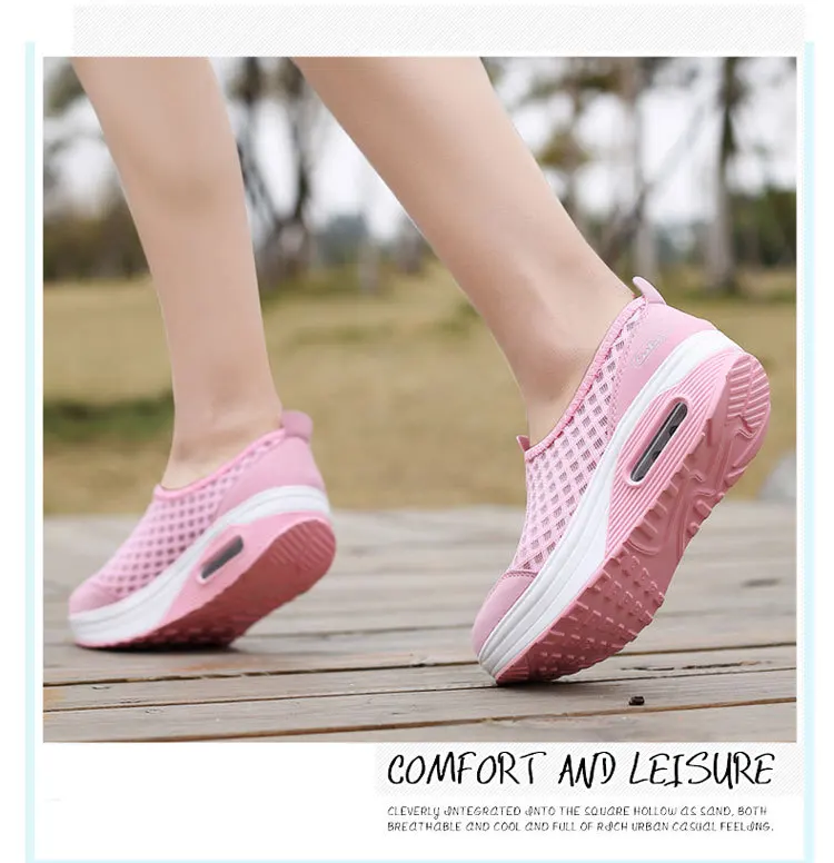 Дышащие 5 см Подушки Спортивная обувь для Для женщин colid Цвет Slip-On сезон: весна–лето потери Вес Тонизирующая обувь Eur35-42 плюс Размеры