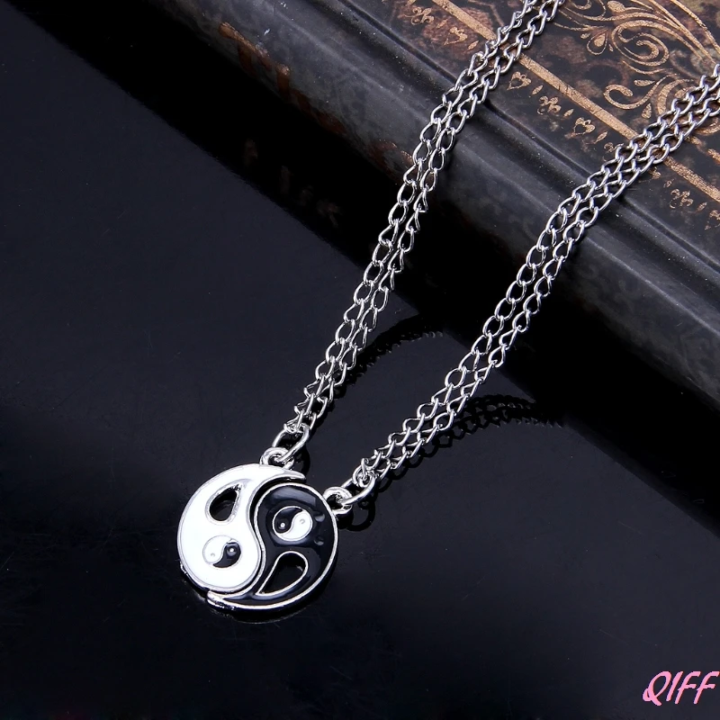 2 шт. Мужчины Женщины ожерелье Инь Янь кулон Пары Ожерелье Набор головоломки |