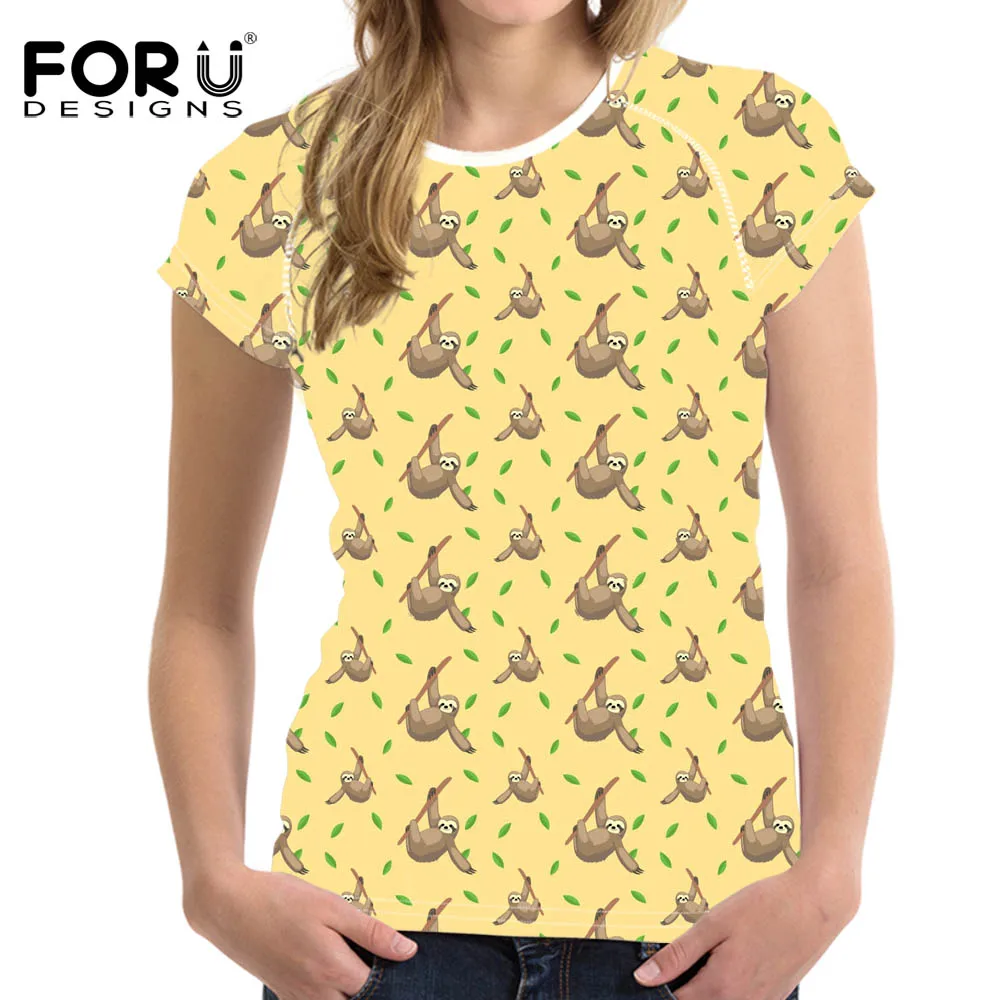 Милая футболка FORUDESIGNS с коротким рукавом для женщин базовая Повседневная круглым