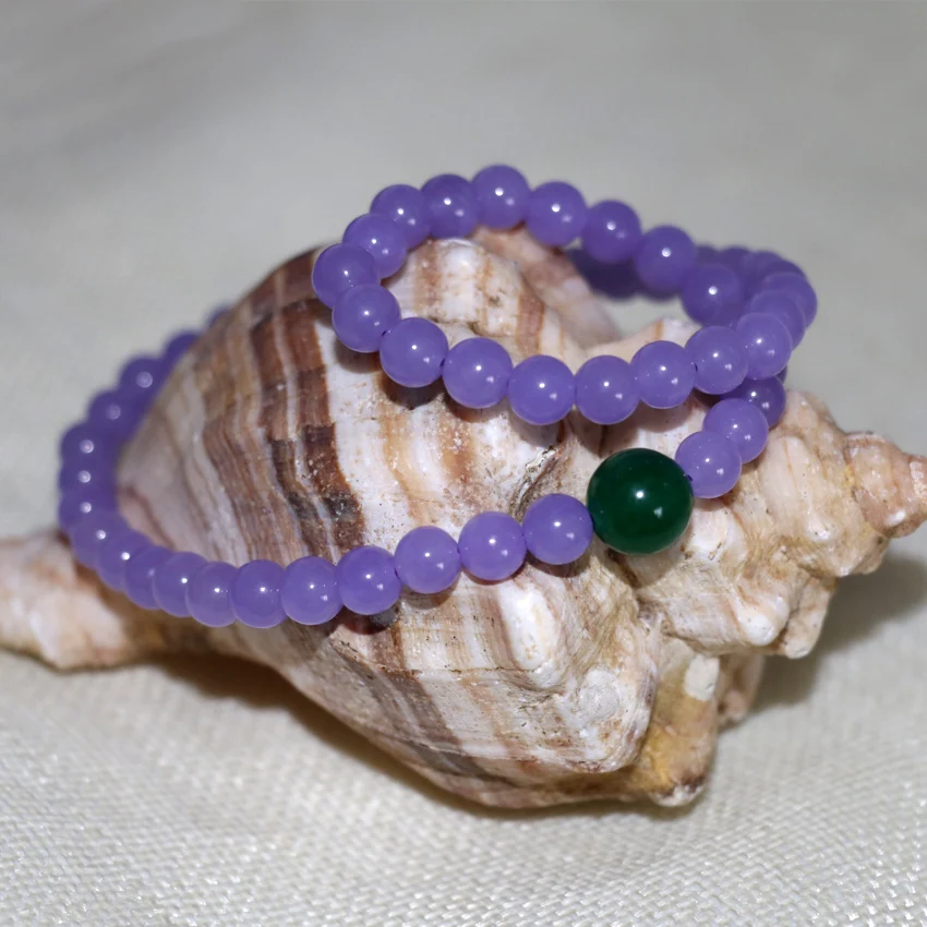 Высококачественный 6 мм натуральный фиолетовый камень нефрит Халцедон Круглые