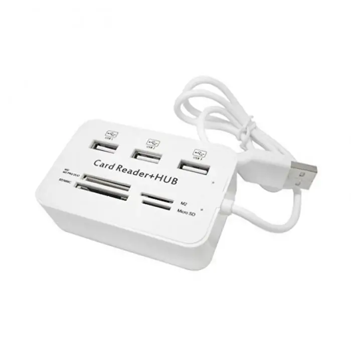 Портативный все в одном USB 2,0 концентратор 3 порта с USB кард-ридером концентратор 2,0 480 Мбит/с комбо для MS/M2/SD/MMC/TF для ПК ноутбука QJY99