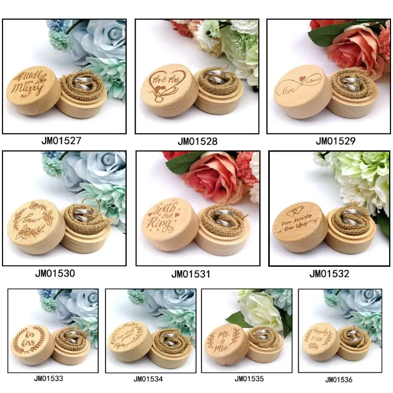 Personalized Engraving Rustic Wedding Wooden Ring Box Jewelry Trinket Storage Container Holder Custom Will You Marry Me Rings Be | Дом и сад