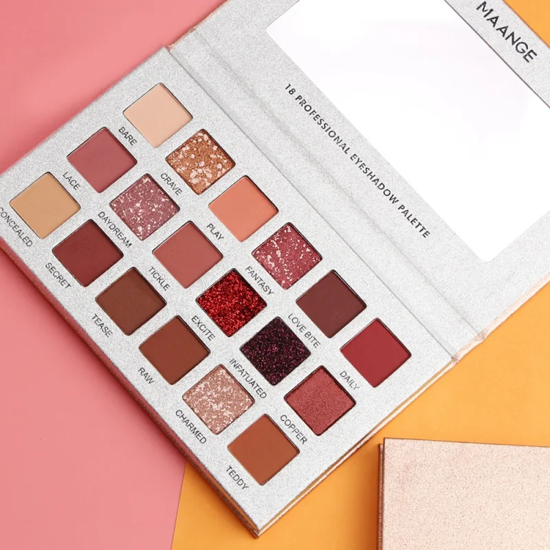 Палитра теней для век с блестками 18 цветов водостойкие пигментные тени Палетка