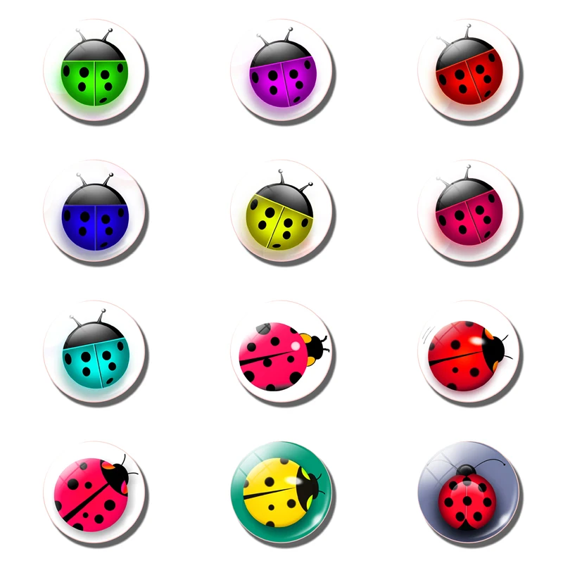 

12pcs Ladybird Ladybug 30 MM 25 MM Fridge Magnet Colorful Glass Note Holder Magnetic Refrigerator Stickers Christmas Home Decor