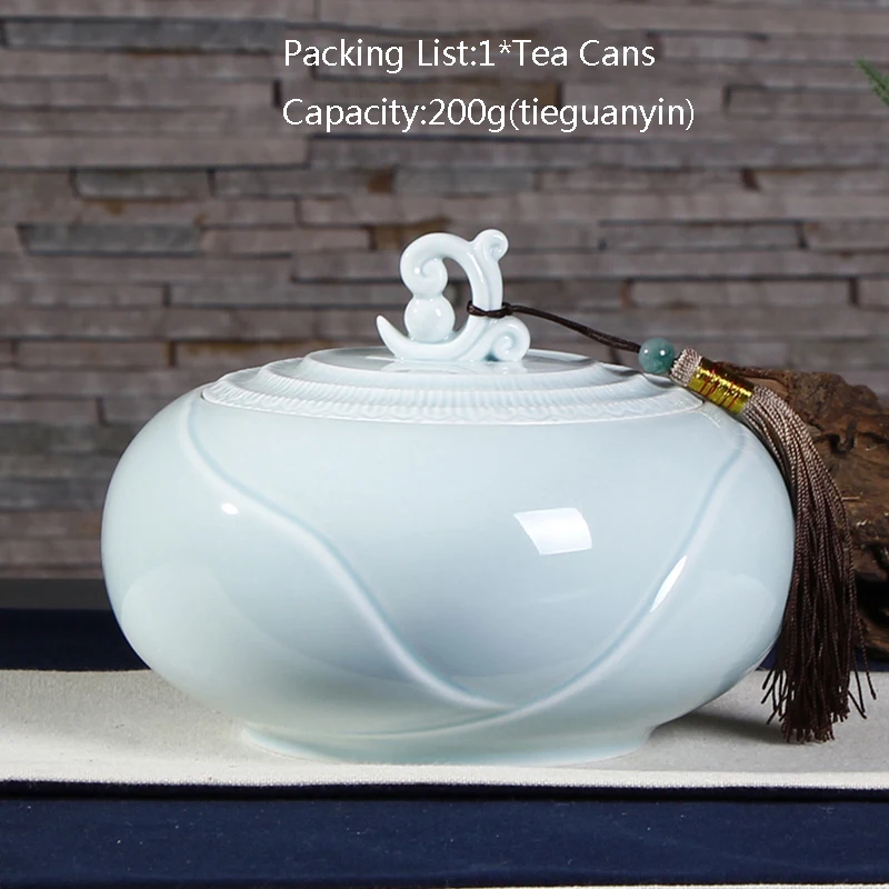 Короткие синие фарфоровые чайные банки чайная посуда Puer Oolong герметичная емкость