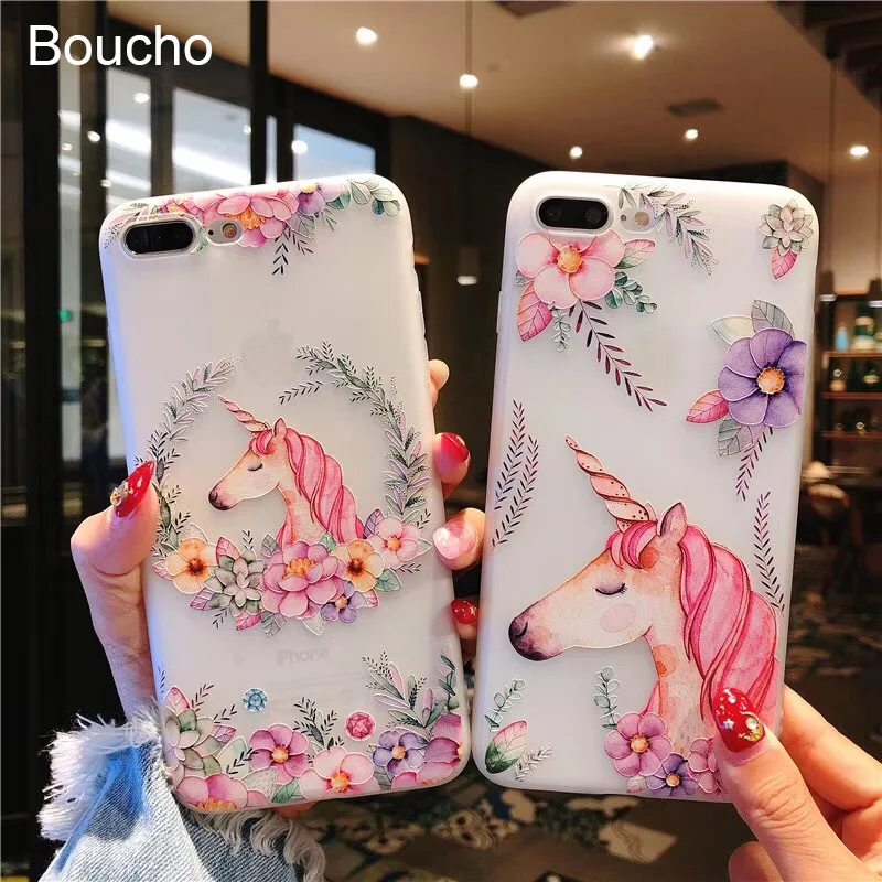 Чехол для iphone X 6 6S plus мягкий силиконовый чехол Boucho 5 5S SE с цветочным рисунком и