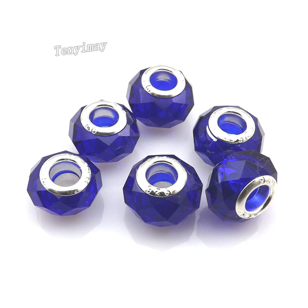 Модные граненые стеклянные бусины Королевского синего цвета для изготовления