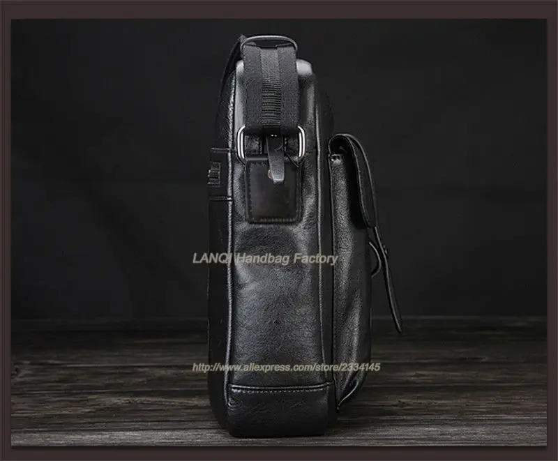 2016 New Fashion Luxury Genuine Leather Men's Messenger Bag Office Bag Leather Shoulder Bag Men Briefcase Black Free Shipping