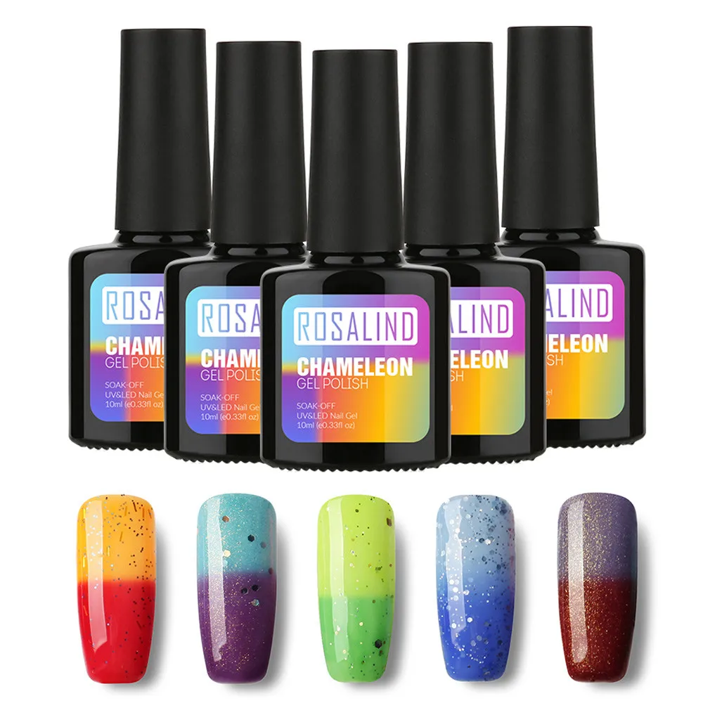 ROSALIND Гель лак для ногтей блеск изменение температуры УФ светодиодный дизайн
