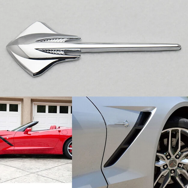 2PCS/LOT Metal Stingray Car Fender Rear Emblem Decal Sticker For Chevrolet Chevy Corvette C7 | Автомобили и мотоциклы