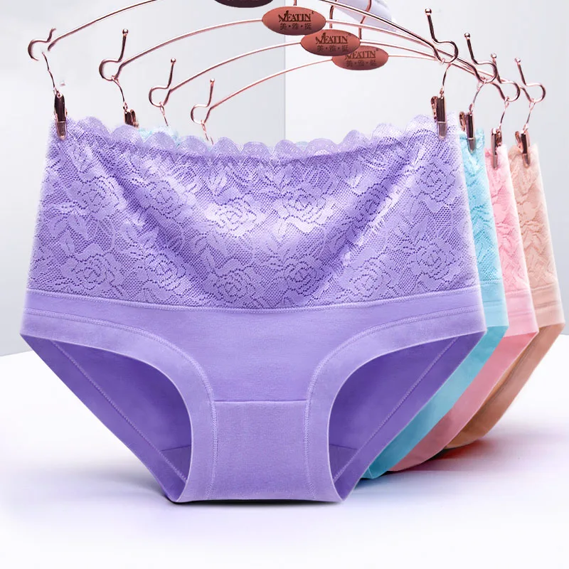 4 шт./лот Трусики с высокой талией для похудения сексуальные кружевные трусы