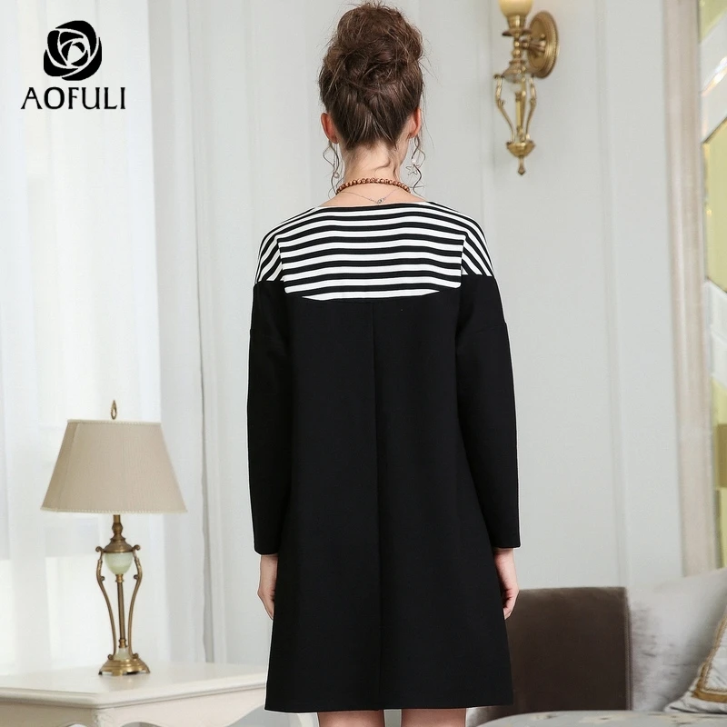 L ~ XXXL 4XL черно-белые платья в полоску с принтом плюс размер женское короткое