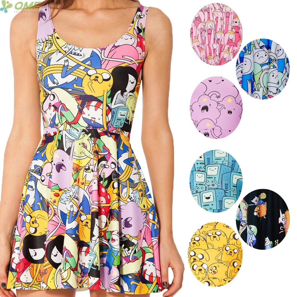 Adventure Time With Finn And Jake Girl Vest Dress Princess Bonnibel Bubblegum The Ice King Lumpy Space BMO | Женская одежда