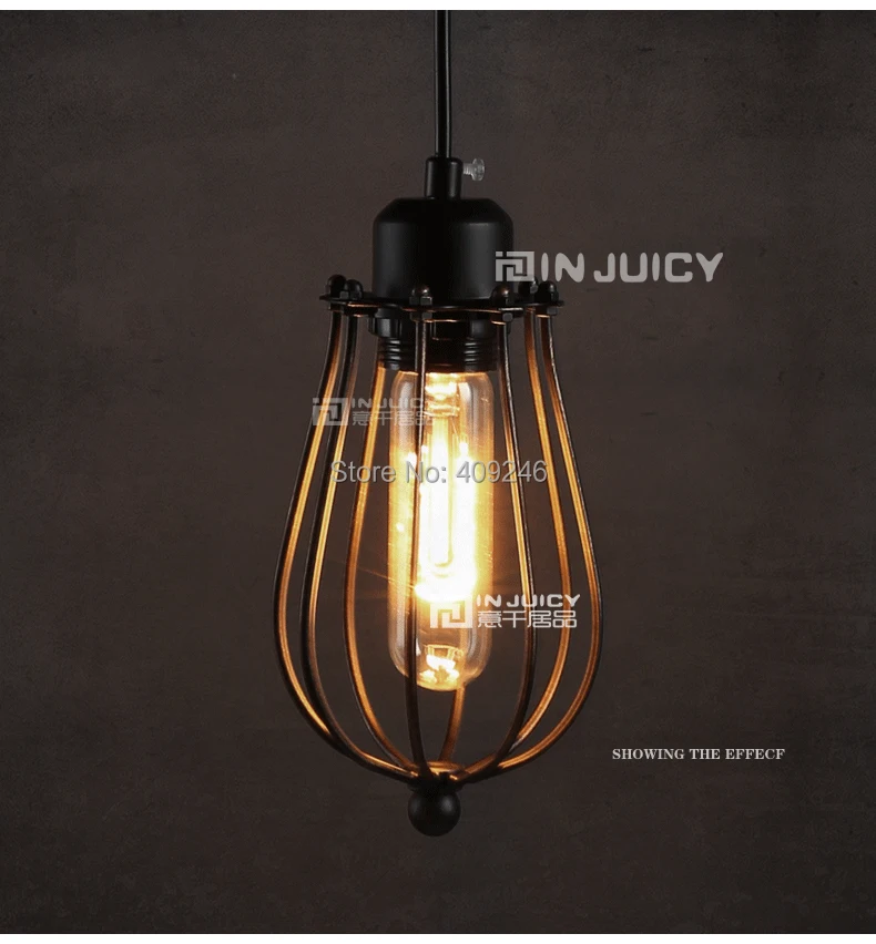 Подвесной светильник в виде клетки Эдисона промышленное освещение черного цвета
