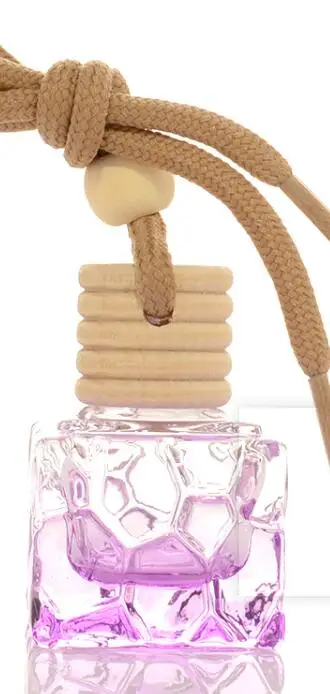 Purple Bottle 20 шт. емкость для наполнения духов квадратная стеклянная диффузорная бутылка деревянная крышка автомобильный кулон Крытая подвеска Пустые 8 мл Ароматические флаконы - Цвет: Purple Bottle