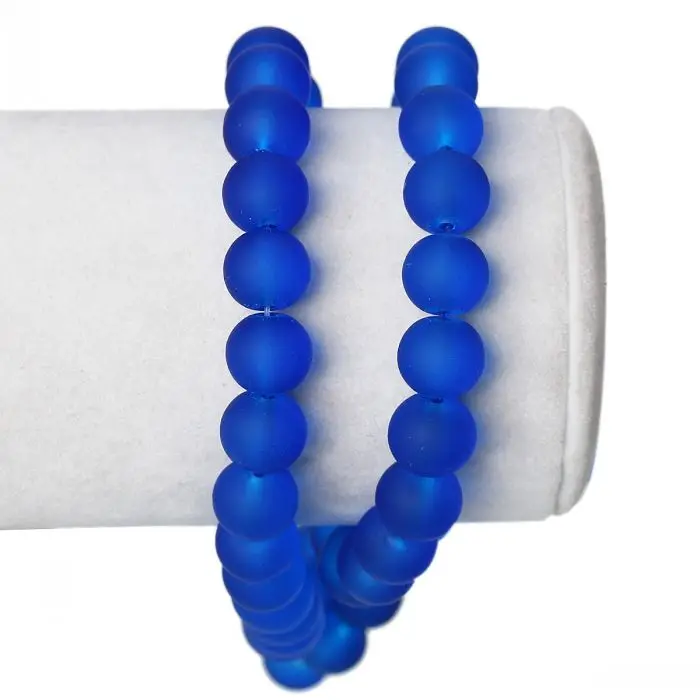 DoreenBeads Стекло свободные бусины Круглый Королевский синий матовый около 11 мм