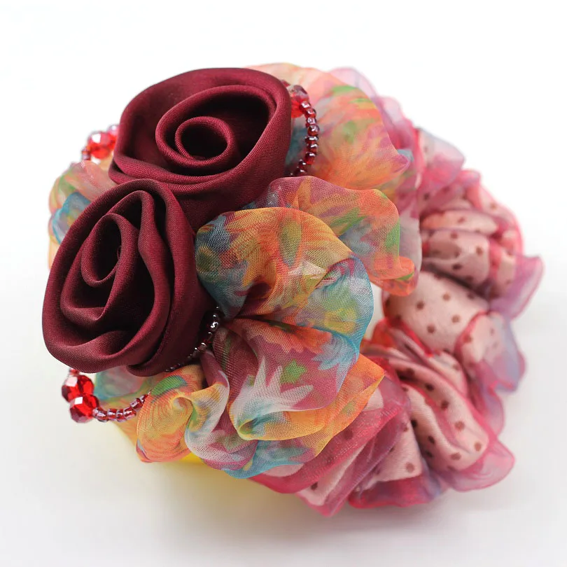 Шифоновая резинка для волос 1 шт. супер эластичные повязки на голову цветочные