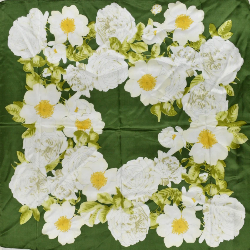 Новый Белый Зеленый 100% шелк тутового шелкопряда шарфы с принтом горячая