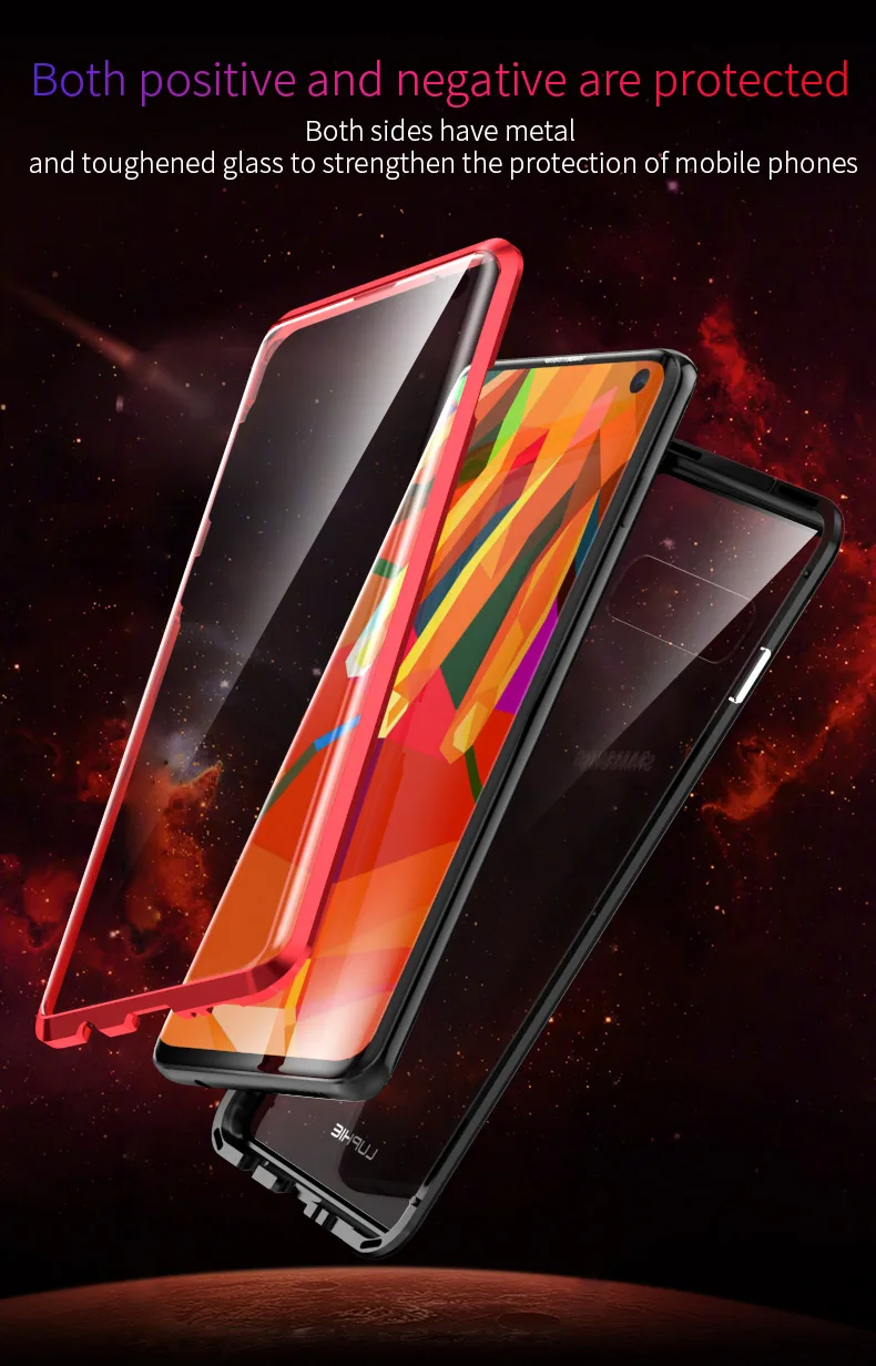 360 Магнитная Адсорбция металлический корпус для samsung Galaxy S9 S8 S10 Plus закаленное Стекло задняя магнит для Note 9 8 S10E S10 чехол