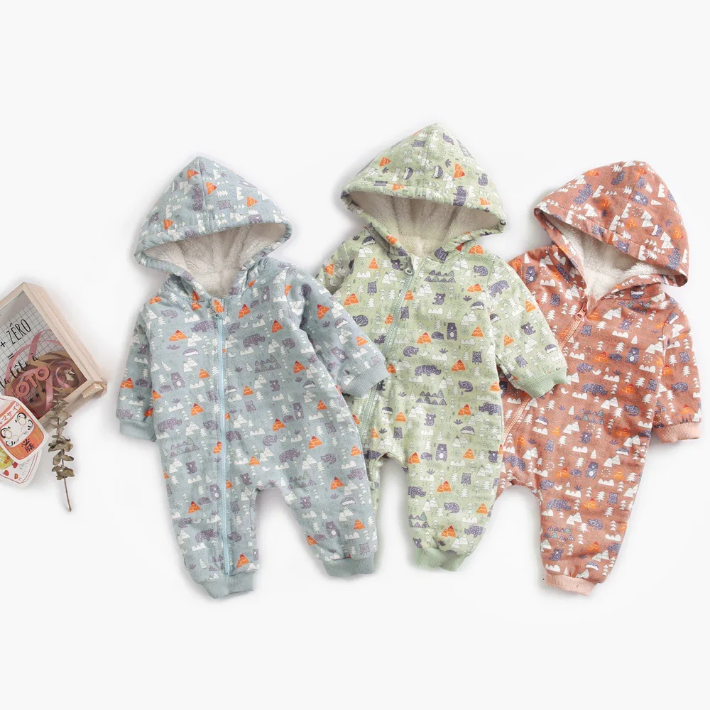 Зимняя одежда для малышей из 100% хлопка бархатная утепленная новорожденных