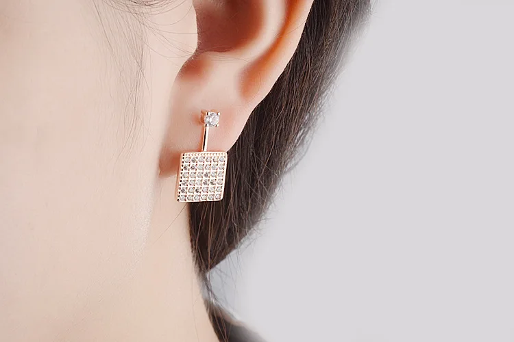 Горячая распродажа Оптовая продажа 2017 Новый геометрический дизайн Блестящие цирконы 925 стерлингового серебра серьги-гвоздики для женщин Ювелирный подарок с доставкой.