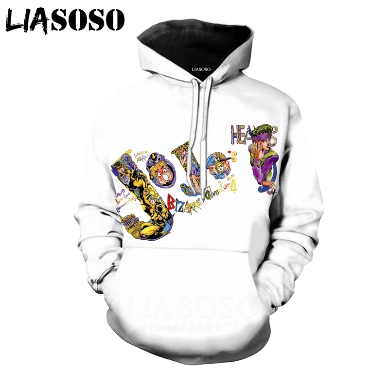 LIASOSO, зимняя мужская и женская толстовка Higashikata Josuke, 3D принт, JoJo, Необычные приключения, толстовки с длинным рукавом, топ, пуловер, B051-11 - Цвет: 14