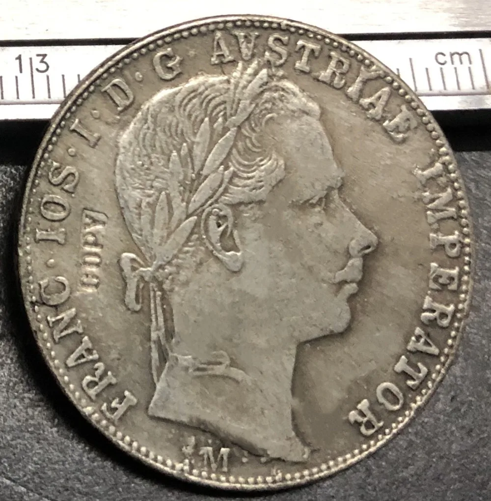 1859 Австрия 1 Флорин Франц Иосиф I Посеребренная копировальная монета|Безвалютные
